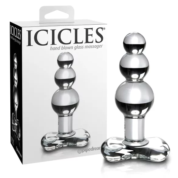 Icicles No. 47 - analplug med tre kugler - glas - gennemsigtig