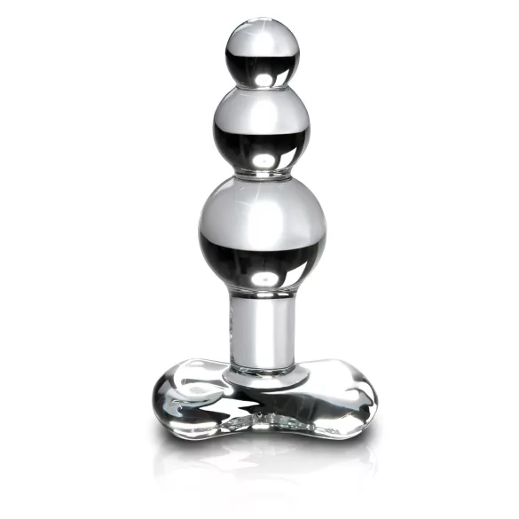 Icicles No. 47 - analplug med tre kugler - glas - gennemsigtig