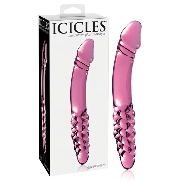 Icicles No. 57 - Dobbeltsidet glasdildo med penisform (pink)