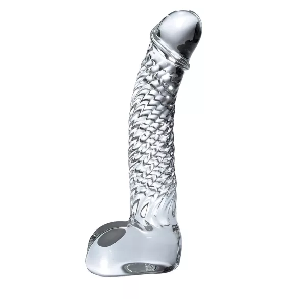 Icicles No. 61 - glasdildo med testikler og penisform - gennemsigtig