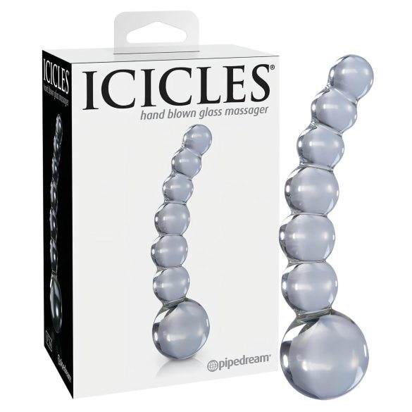 Icicles No. 66 - buet, kugleformet glasdildo (gennemsigtig)