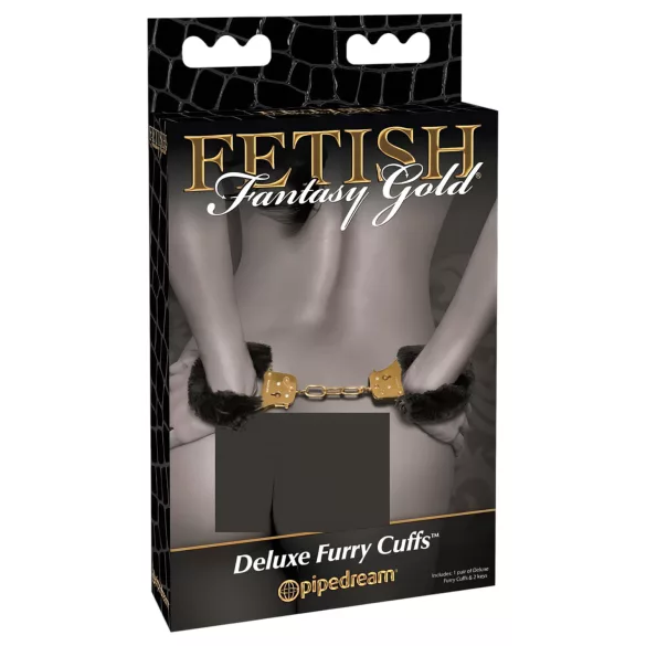Pipedream Fetish Fantasy Gold - håndjern - blød plys - sort