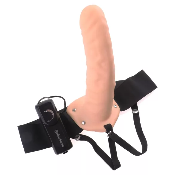 Pipedream - Fetish Strap-On 8 - påspændt, hul vibrator (naturel)