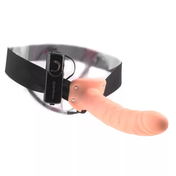 Pipedream - Fetish Strap-On 8 - påspændt, hul vibrator (naturel)