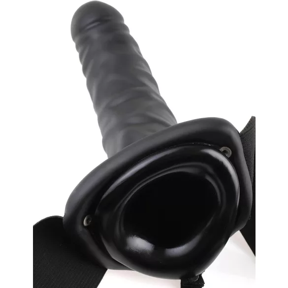 Pipedream Fetish Strap-On 8 - påspændt, hul vibrator (sort)
