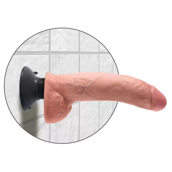 King Cock - dildo med vibrator - bøjeligt med sugekop 26cm - natur