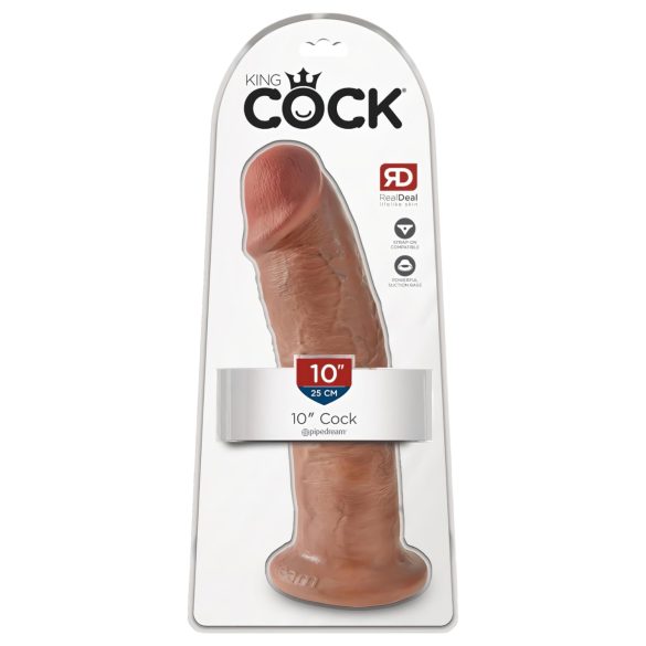 King Cock 10 - stor dildo med sugekop (25 cm) - mørk natur
