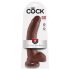 King Cock 9 - Stor sugekop-dildo med testikler (23 cm) - brun