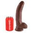 King Cock 9 - Stor sugekop-dildo med testikler (23 cm) - brun