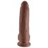 King Cock 9 - Stor sugekop-dildo med testikler (23 cm) - brun