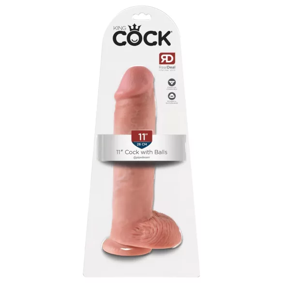 King Cock - dildo med sugekop og testikler - 28cm - natur