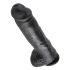 King Cock 11 - stor sugekop dildo med kugler (28 cm) - sort