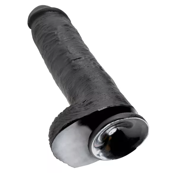 King Cock - dildo med testikler og sugekop - 28cm - sort