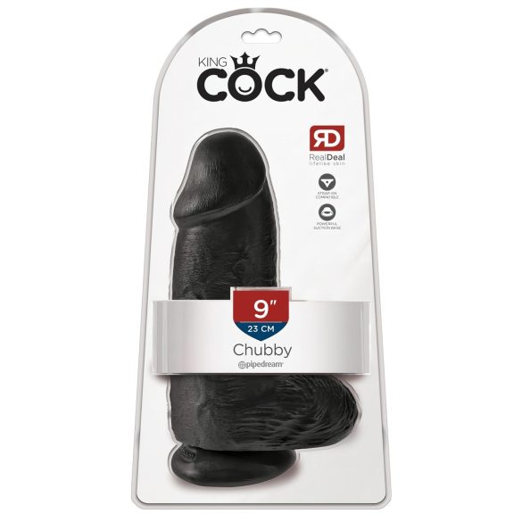 King Cock 9 Dildo med sugekop, kugler, sort (23 cm)