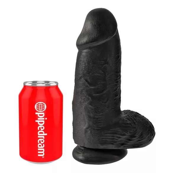 King Cock - dildo med sugekop og testikler - 23cm - sort