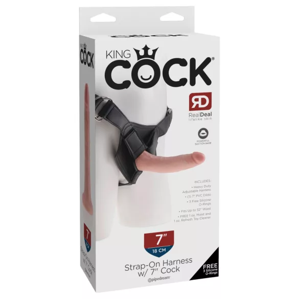 King Cock - strap-on dildo med sele - sort