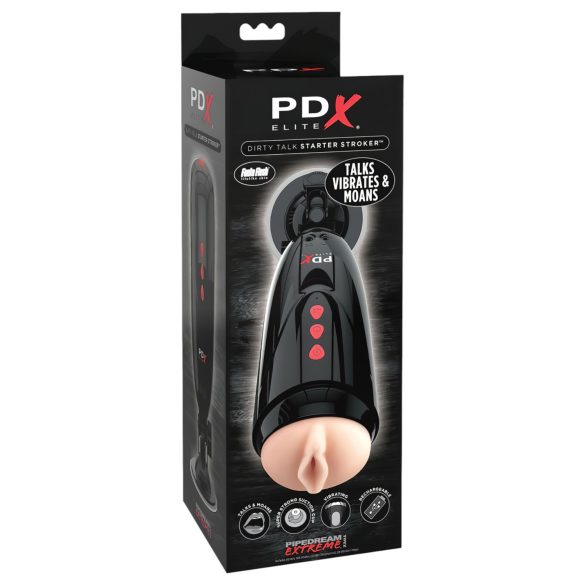 PDX Elite Dirty Talk - vibrerende kunstig vagina masturbator (sort)