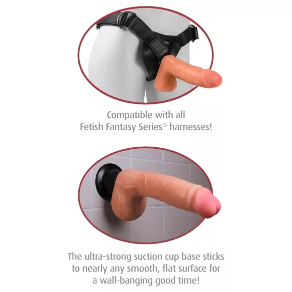 Real Feel Deluxe No.1 - realistisk dildo med kugler - vibrator - naturfarvet