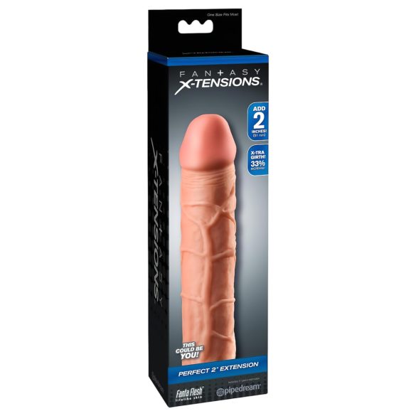 X-TENSION Perfect 2 - naturtro penisovertræk (20,3 cm) - naturlig