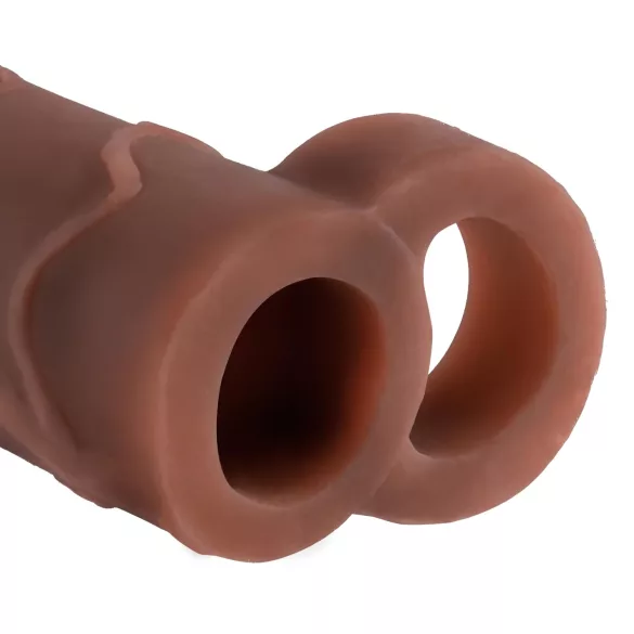 Pipedream X-TENSION Perfect 2 - penishylster med testikelring - mørk natur (19 cm)