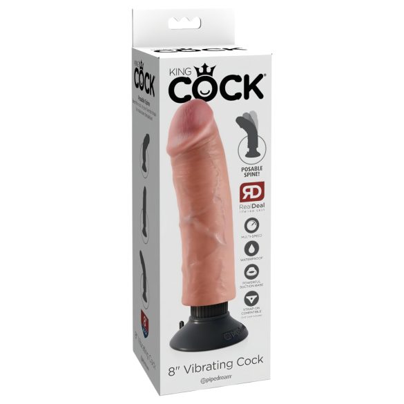 King Cock 8 - Bøjelig, realistisk vibrator (25 cm)
