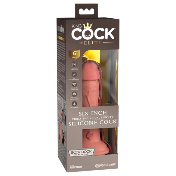 King Cock Elite 6 - sugekop-vibrator (15 cm) - naturfarvet
