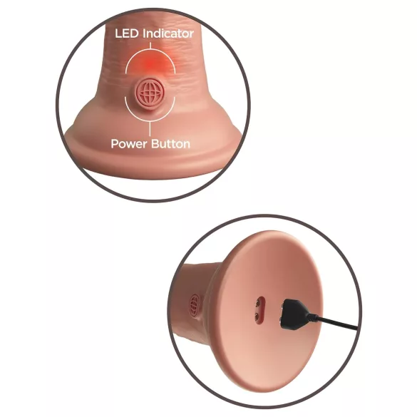 King Cock Elite 6 - vibrator med sugekop (15 cm) - naturfarvet