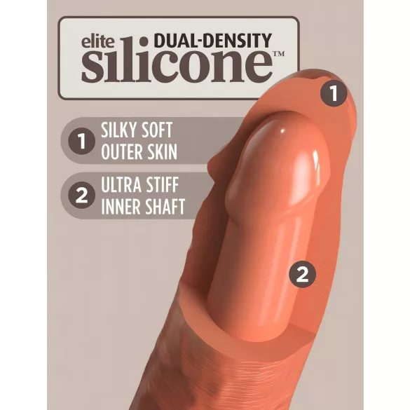 King Cock Elite 8 - realistisk vibrator 20cm - mørk naturfarve
