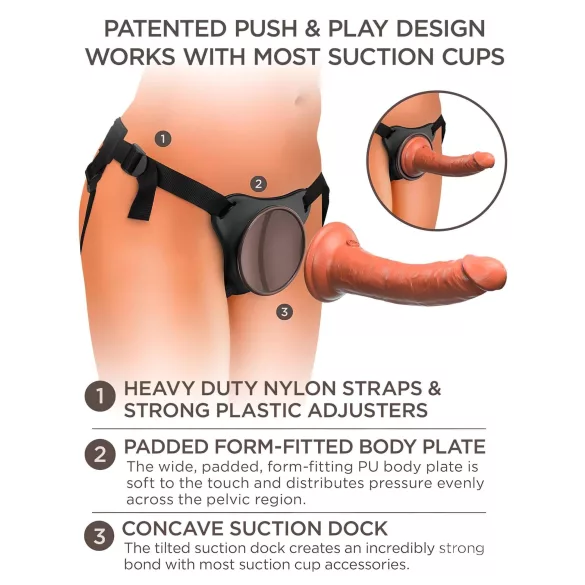 King Cock Elite Comfy - strap-on dildo med sele - mørk natur