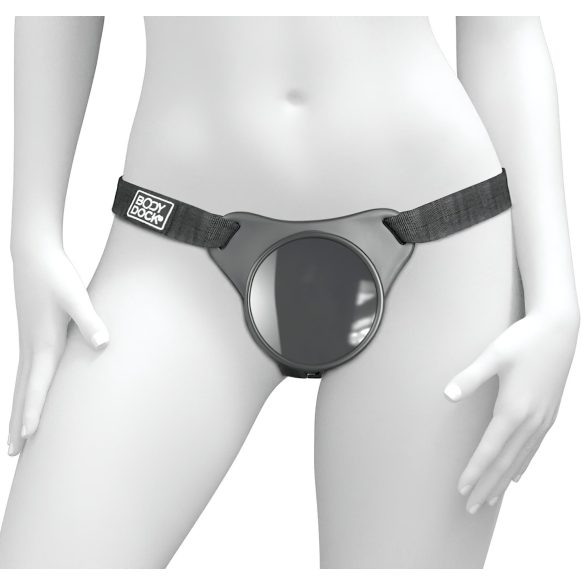Body Dock: Sort, bærbart strap-on med sugekop.