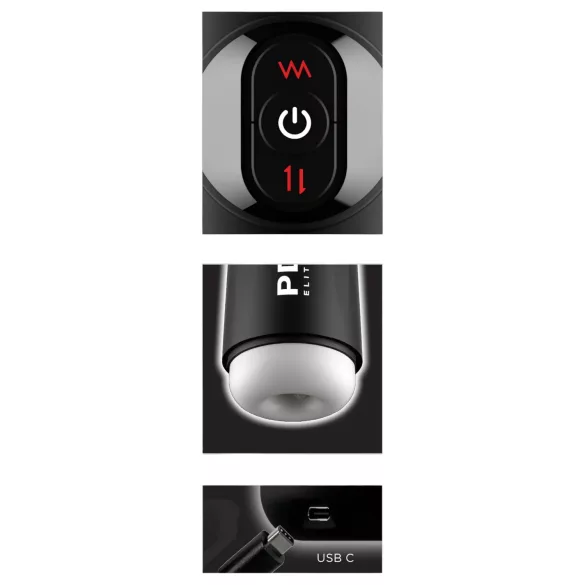 PDX Elite Moto Milker - automatisk masturbator med stød og vibration - sort
