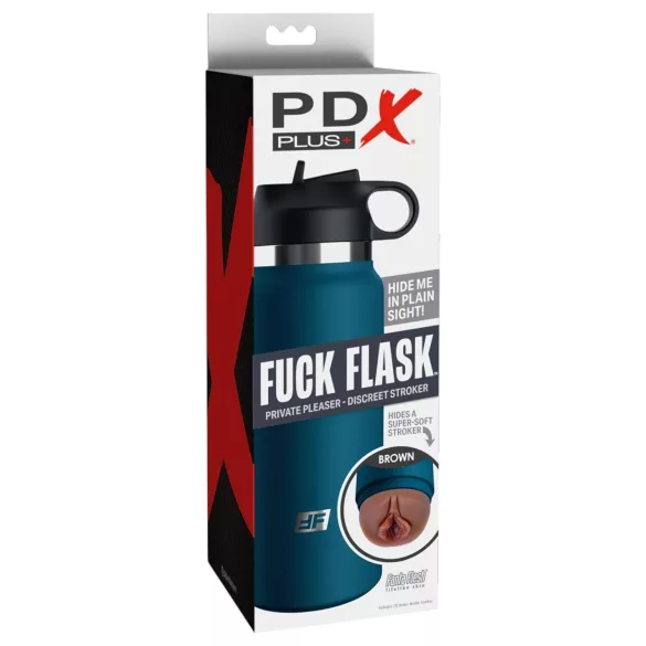 PDX - Fuck Flask Private Pleaser - kunstskede i drikkeflaske (blå-brun)