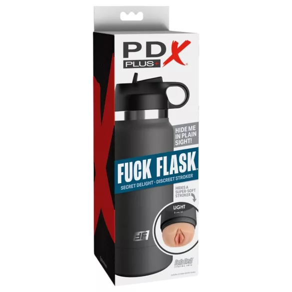 PDX - Fuck Flask Secret Delight - kunstskede i drikkeflaske (sort-natur)