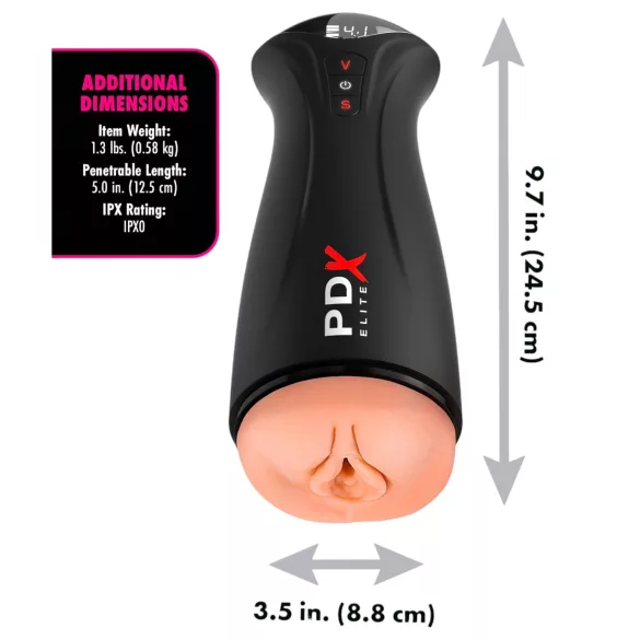 PDX Elite - masturbator med sug og vibration - sort