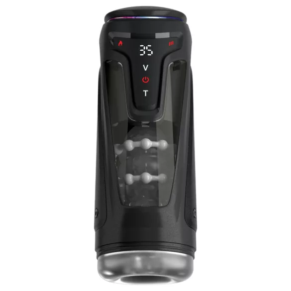 PDX Elite Moto-Bator Pro - perlet, varmende stød-masturbator (sort)