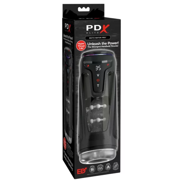 PDX Elite Moto-Bator Pro - perlet, varmende stød-masturbator (sort)