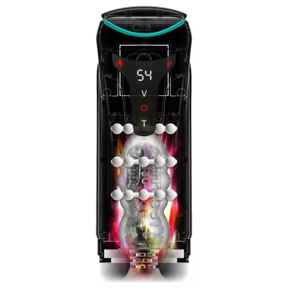 PDX Elite Moto-Bator Pro - perlet, varmende stød-masturbator (sort)