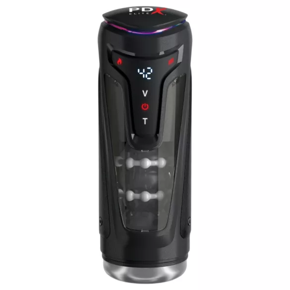 PDX Elite Moto-Bator Pro - perlet, varmende stød-masturbator (sort)