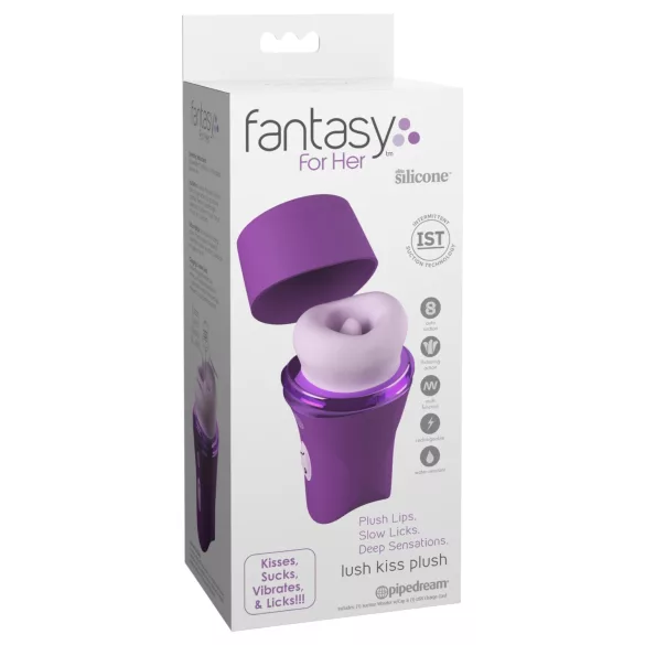 Fantasy For Her Lush Kiss Plush - sugende og slikkende klitorisstimulator (lilla)