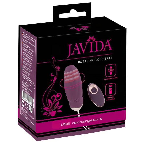 Javida - trådløs vibrerende æg med roterende perler (lilla)