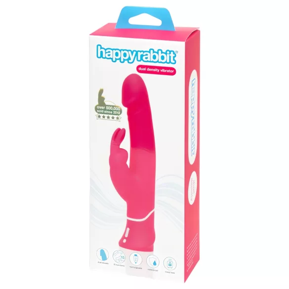 Happyrabbit - rabbit vibrator med klitorisarm - vandtæt silikone pink