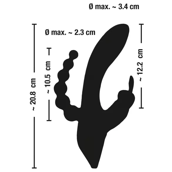 SMILE Triple - vibrator med 3 arme - genopladelig, vandtæt - sort
