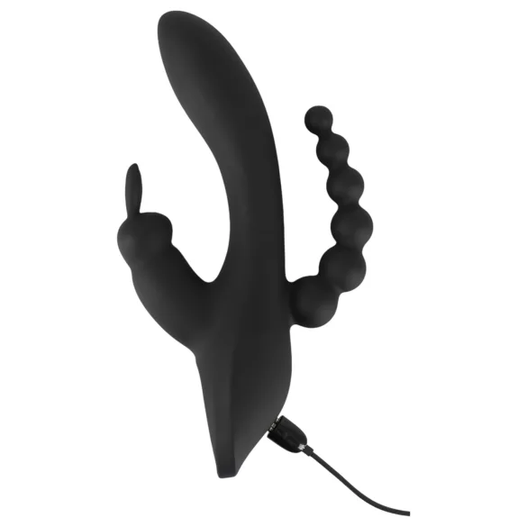 SMILE Triple - vibrator med 3 arme - genopladelig, vandtæt - sort