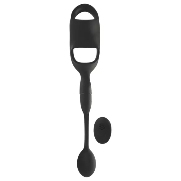 Rebel - penis- og pungring med anal vibrator (sort)