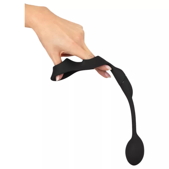 Rebel - penis- og pungring med anal vibrator (sort)