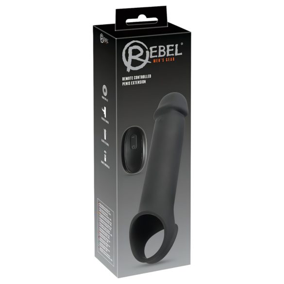 Rebel - genopladelig, trådløs vibrerende penisovertræk (sort)