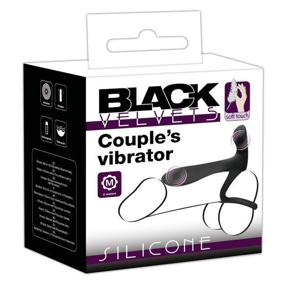 Sort Velvet - 2i1 Partner-Vibrator & Penisring