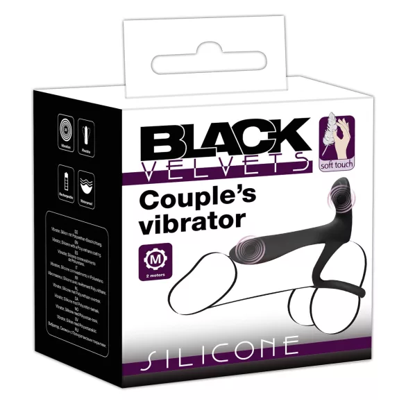 Black Velvets - vibrator og penisring - genopladelig 2i1 - sort