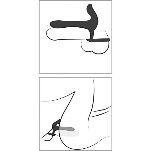 Black Velvets - vibrator og penisring - genopladelig 2i1 - sort