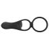 Sort Velvet - 2i1 Partner-Vibrator & Penisring